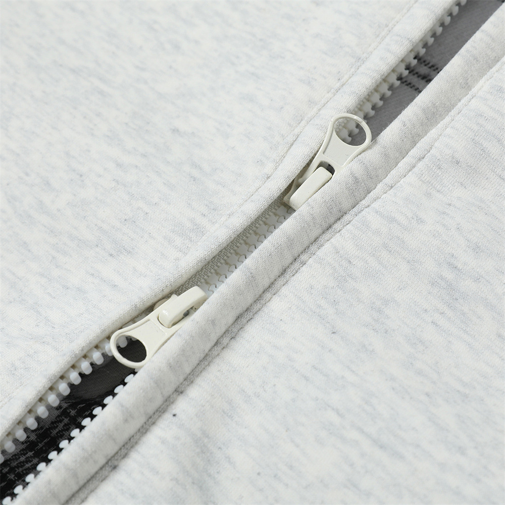 High Street Design Pocket Solid Color Loose Hooded Sweatshirt Lined Cardigan Men's Trendy Double Zipper Jacket Coat_voghion.com