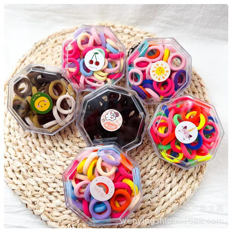 2024 color caramelo cuerda de cabello caja octogonal de banda de goma para niños cabello anillo de cabello cuerda de cabeza dulce lindo pequeño fresco