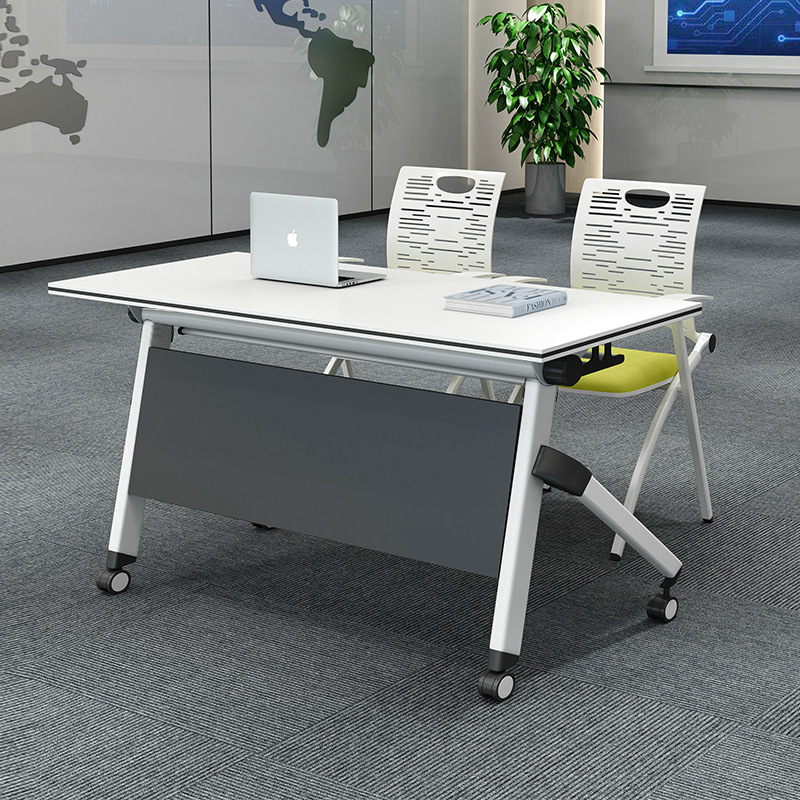 Conference table foldable training table training chair set mobile office desk can be connected long table university classroom desk chair