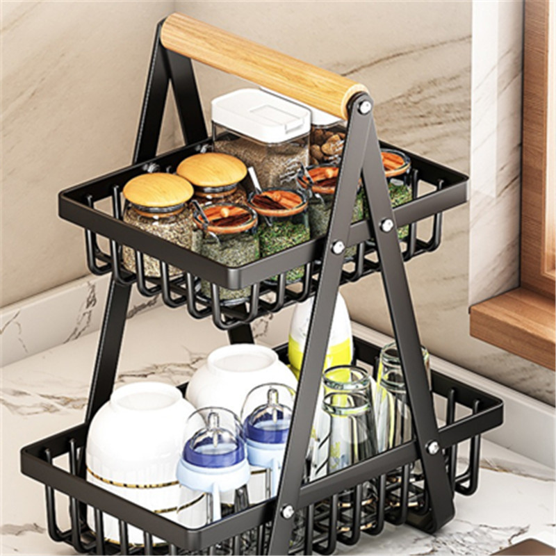 Cesta de almacenamiento de frutas y verduras de encimera de nuevo estilo Cesta de frutas portátil multicapa de cocina Cesta de almacenamiento de artículos diversos de tienda departamental multifuncional