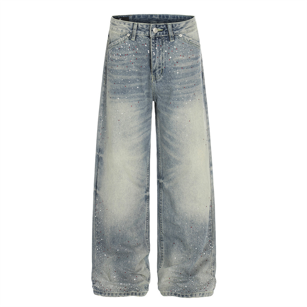 Vaqueros de hombre corte ancho y recto con estrellas de estrás_voghion.com