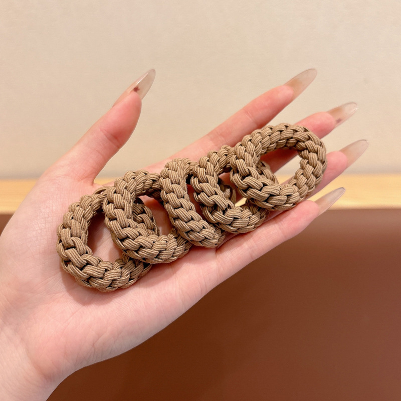 Niña de cabello de cola de caballo alta curry dibujos animados cuerda de cabello no daña la cuerda de cabeza de pellizco niñas de alto valor facial banda de goma