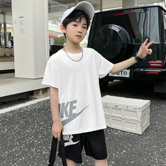 Children's Short Sleeve Set 2024 Summer Thin Basketball Shorts T-shirt Two-Piece Set Sports Pants Quick-Dry Cross-Border