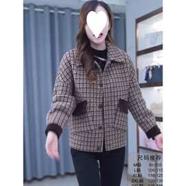 加绒加厚外套女春秋2023年新款韩版英伦风毛呢宽松显瘦休闲小西服