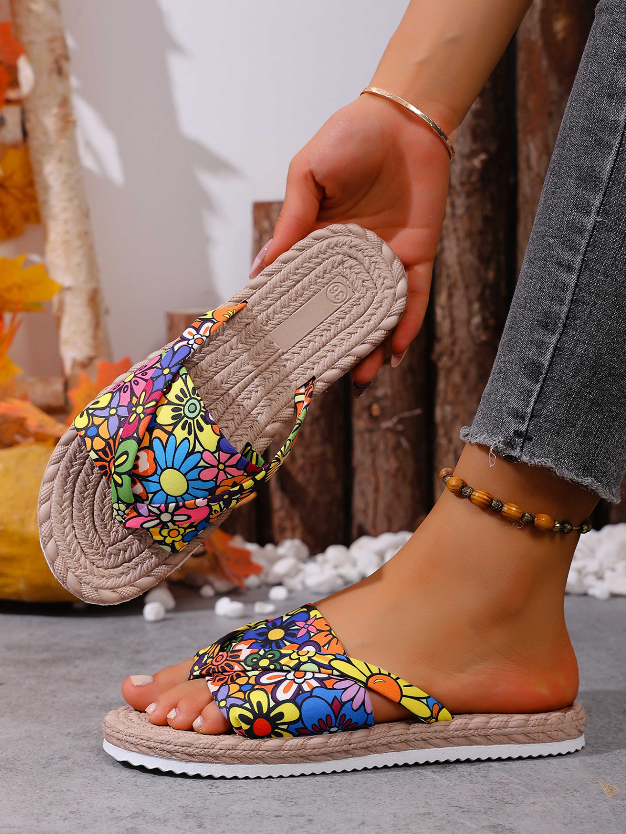 Women's Ethnic Style Flat Slides Sandals Summer Outdoor Beach_voghion.com