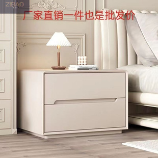 Internet Celebrity Installation-free Solid Wood Bedside Table Fashionable Simple Bedroom Bedside Cabinet Cream Style Light Luxury Advanced Storage Cabinet