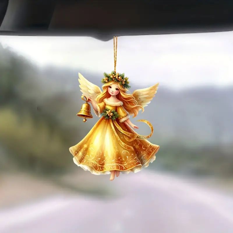 Nuevo árbol de Navidad lindo ángel decoración colgante acrílico plano transfronterizo coche que usted colgante decoración espejo retrovisor image 3