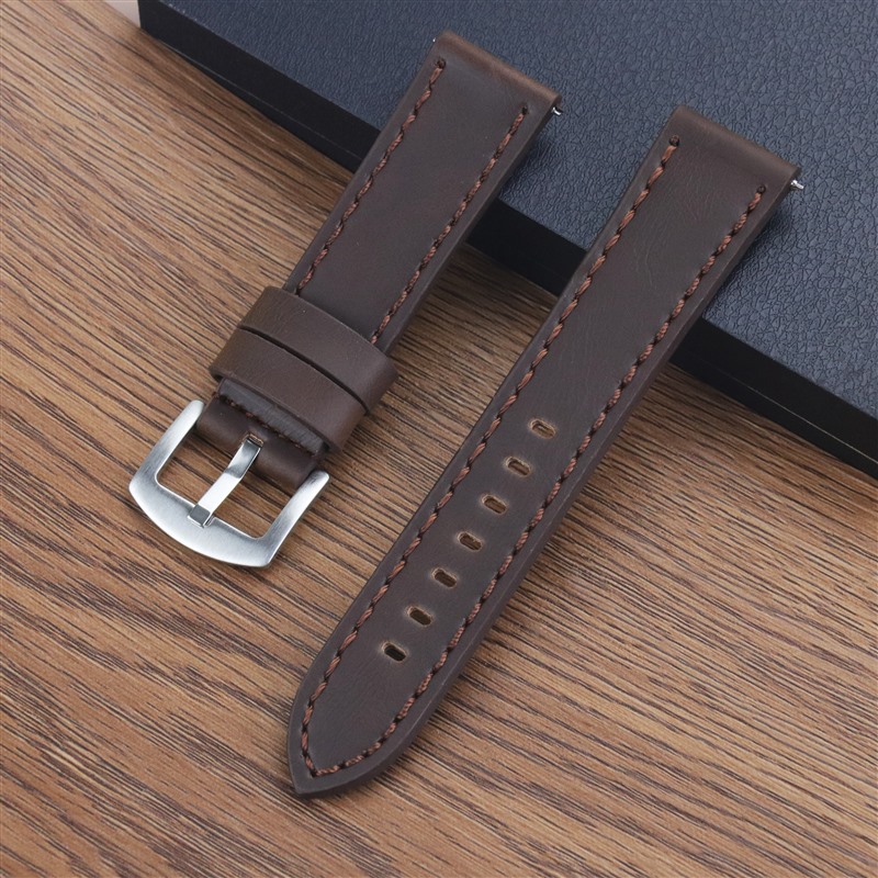 Correa de reloj de alta calidad de liberación rápida, accesorios de cadena de reloj masculino retro grueso de cuero genuino, correa de cuero Crazy Horse 18 20 22 24mm