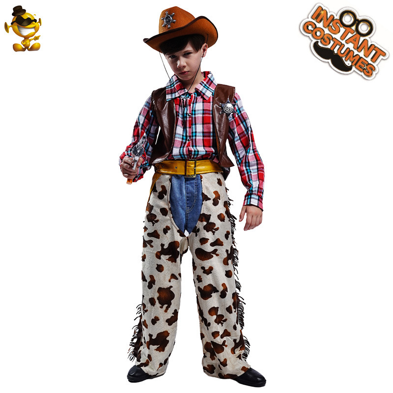 Traje de mezclilla occidental del muchacho traje de la etapa de la mascarada traje de rendimiento traje de juego de rol ropa de fiesta