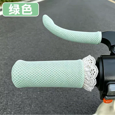 windproof, sun-blocking, breathable handlebar covers, Handlehold cover - lace-green-handle-cover-brake-cover-set-of-two-universal