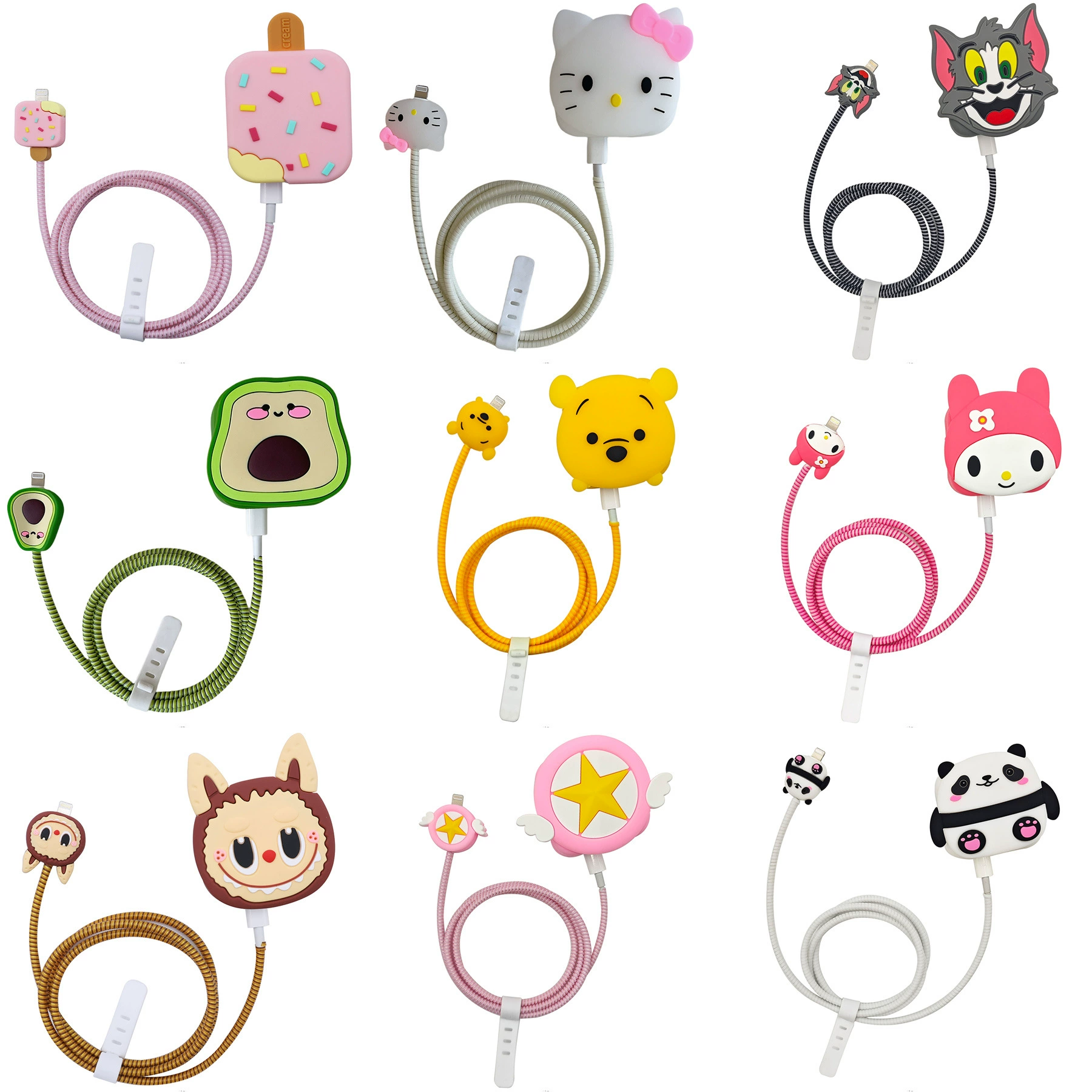 Подходит для защитного чехла для зарядной головки Apple 35 Вт, защитного чехла для зарядного устройства с рисунком, комплекта из четырех предметов, защитного чехла для зарядного кабеля