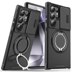 跨境爆款适用三星系列S24Ultra手机壳S25Ultra推窗支架防摔保护壳
