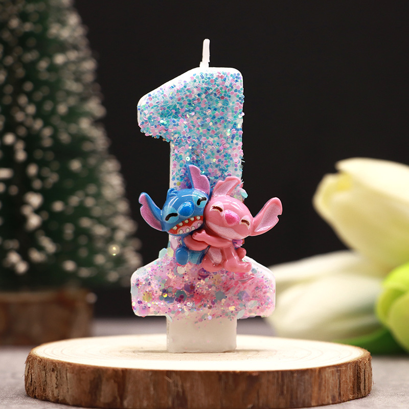 史迪仔合体卡通双色数字蜡烛生日派对节日装饰可爱蛋糕蜡烛批发|undefined
