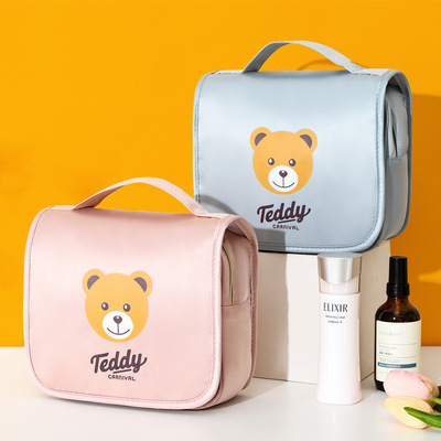 新款防水化妆包旅行便携手提卡通洗漱收纳包简约挂钩化妆品收纳袋