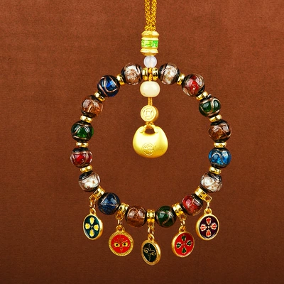 Five Road God of Wealth Car — Car hanging - fragrant-ash-glazed-five-way-god-of-wealth-solid-lock