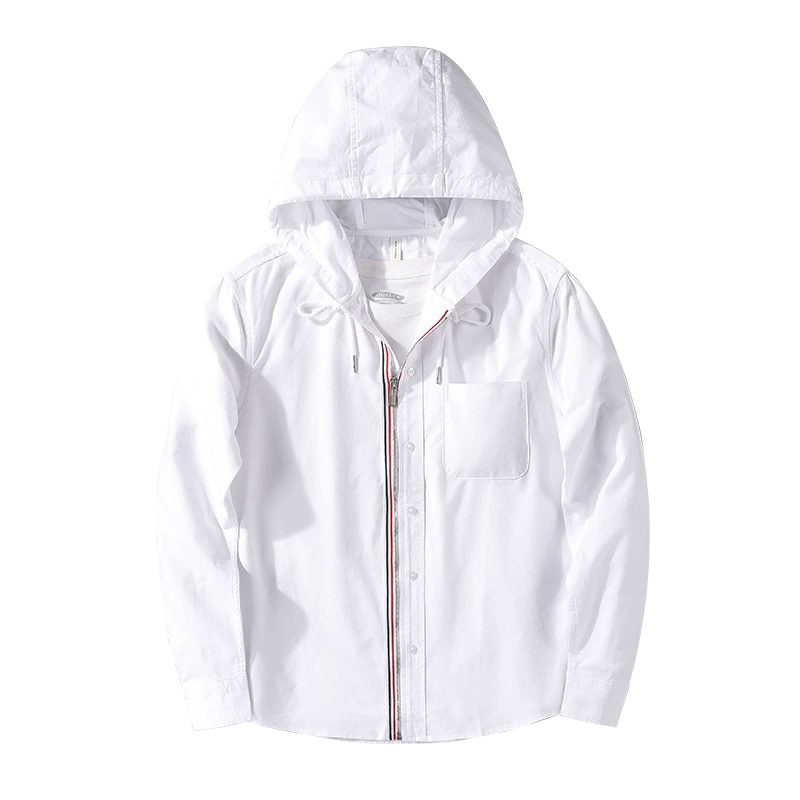 Хлопковая японская рубашка с молнией и капюшоном, (跨境贸易), slim fit
