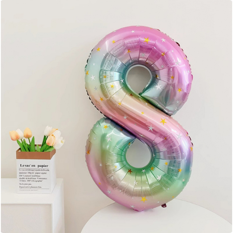 40inch アルミフィルムデジタルバルーン ベビーブルーピンク 女の子の誕生日シーンの装飾 ベビー123歳の誕生日の装飾|undefined