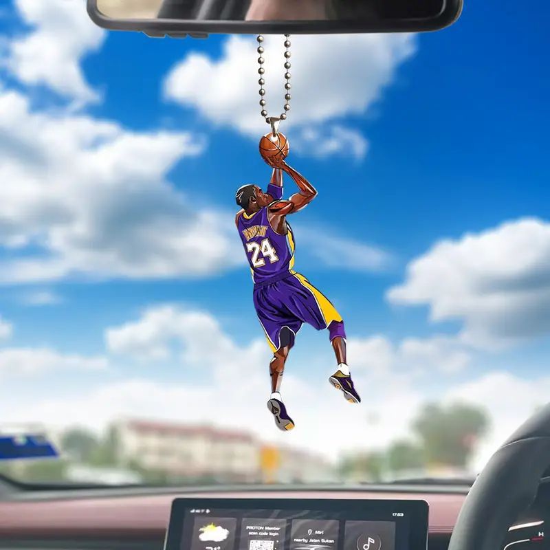 Nuevos productos creativos jugadores de baloncesto colgante acrílico plano transfronterizo espejo retrovisor interior decoración colgante llavero