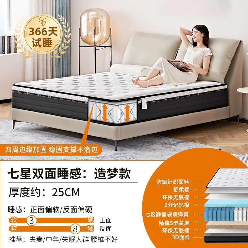 五星级酒店席梦思床垫1.8x2米乳胶记忆棉独立弹簧床垫30CM|undefined