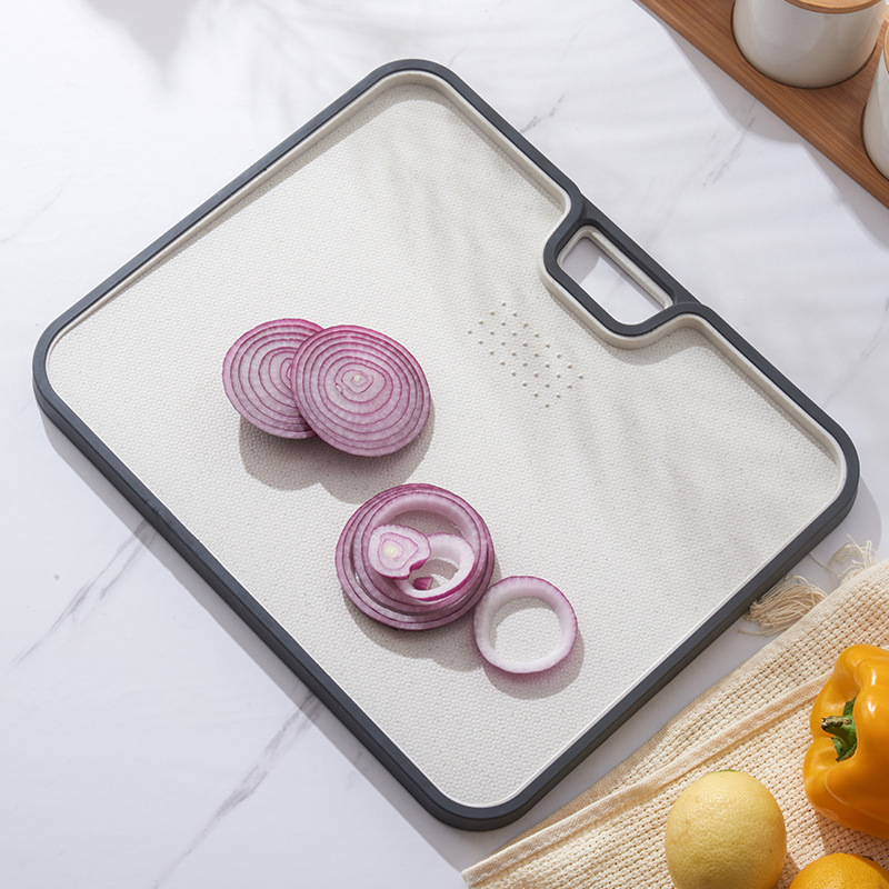 Slip-resistant double-sided edge reinforcement, thickened kitchen wheat straw fruit cutting board with hanging function