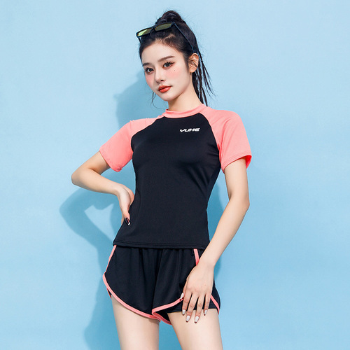 Women's two-piece swimsuit summer new student sporty stomach cover slimming hot spring vacation swimsuit wholesale