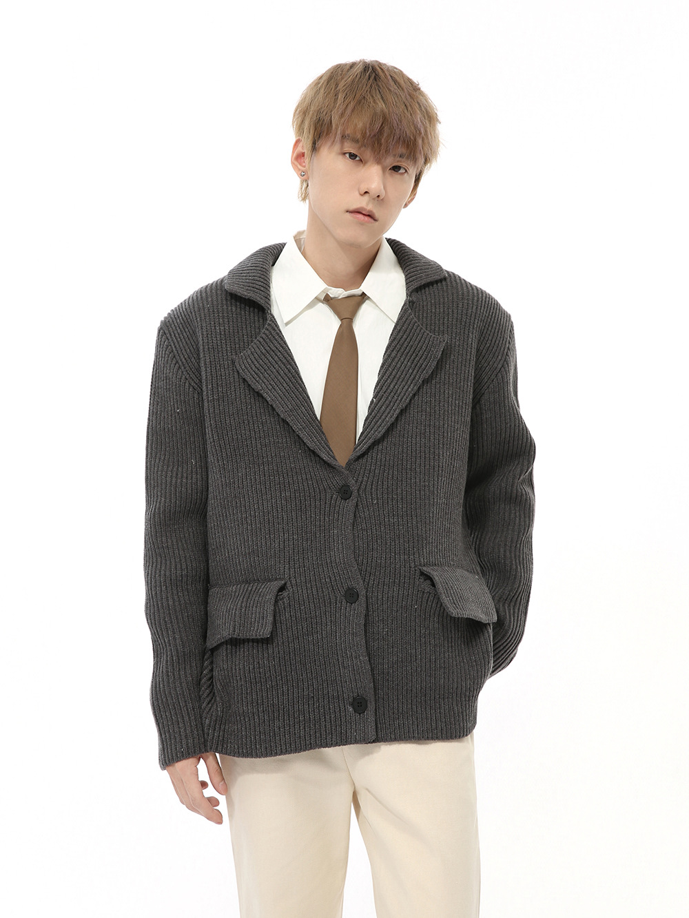 MTLCLOTHES Hombres| Nuevos productos de otoño perezoso lujo ligero traje casual con solapa suéter de punto chaqueta cardigan