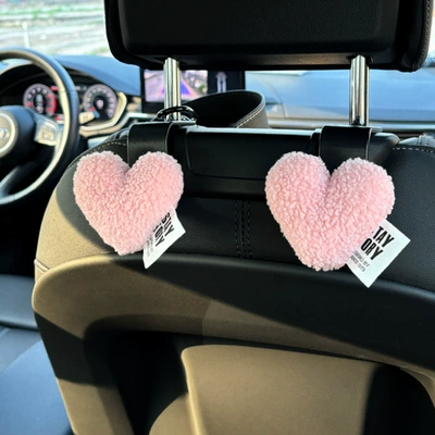 Car Tissue Box Litchi Pattern Light Car tissue box/set - pink-velvet-love-hook-2