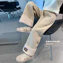 女童秋冬加绒宽松裤子休闲长裤2025新款洋气中大童阔腿糯米裤子