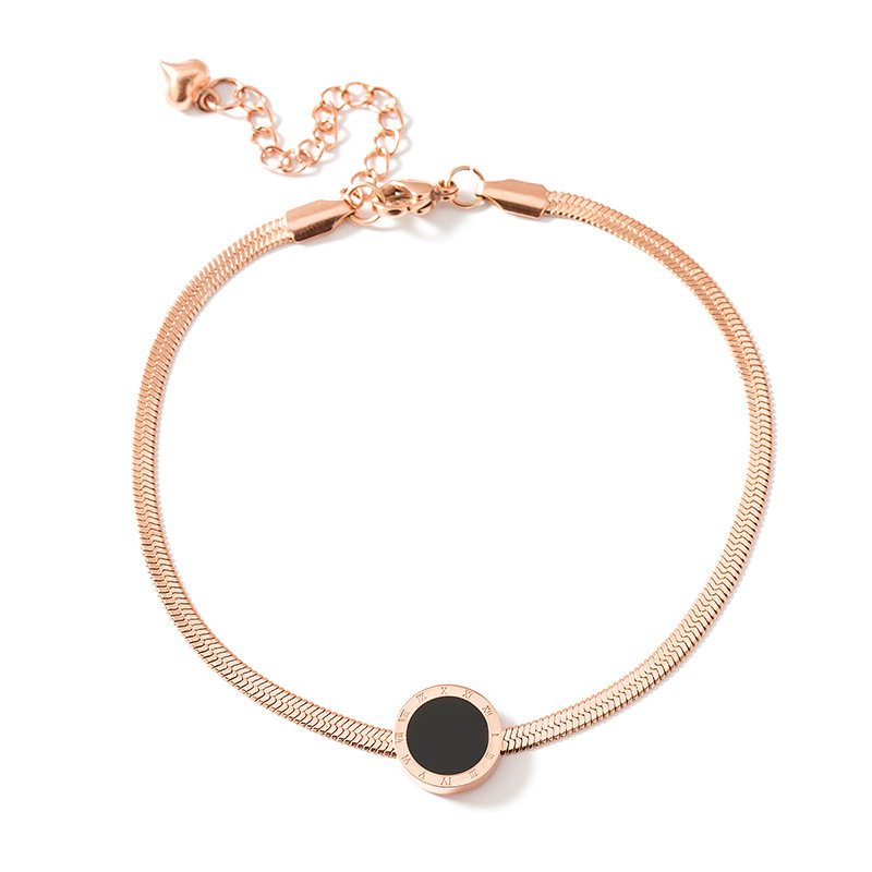 Wenjian disco digital romano hueso de serpiente cadena del tobillo tobillera de acero de titanio anillo de la pierna femenina joyería de Playa de las mujeres Internet celebridad