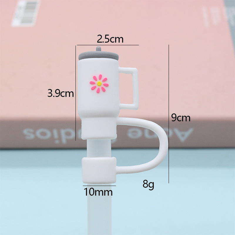 Nueva tapa de pajita de silicona 8-10mm linda muñeca de flores tapa a prueba de polvo se puede reciclar cubierta de pajita transfronteriza