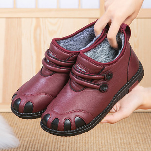 2023 Winter fleece-lined Thickened Middle-aged and Elderly Mother Shoes Cotton Shoes Comfortable Warm Grandma Snow Boots Outwear Cotton Shoes