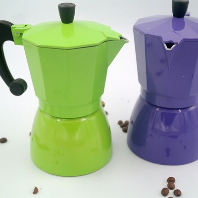 厂家OEM欧美意式南瓜摩卡壶 彩色全喷 可定制LOGO亲朋好友咖啡壶