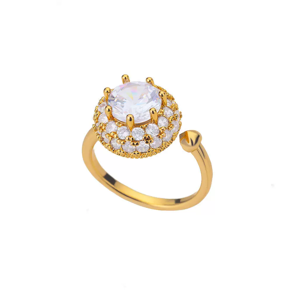 Creative zirconium, ring, accessory, Aliexpress, simple and elegant design, micro incrustation, 750 sample gold