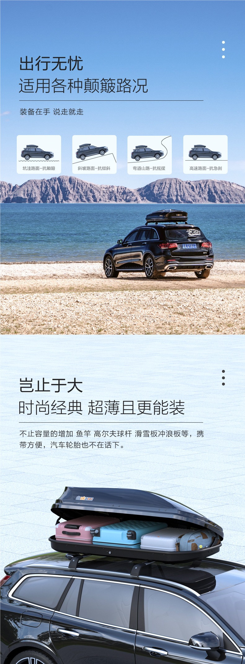 Genuine Ultra-Thin Large-Capacity Roof Luggage Box for Suv Cars, Universal Car Roof Box Travel Suitcase Luggage Rack