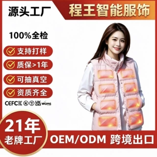 冬季智能加热羽绒马甲8片发热区90白鸭绒防风立领充电保暖电热外