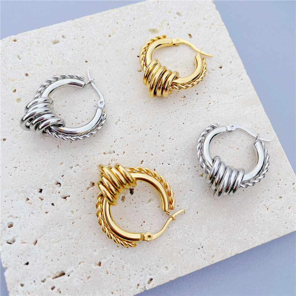 Fashion Geometric Stainless Steel Plating Earrings 1 Pair