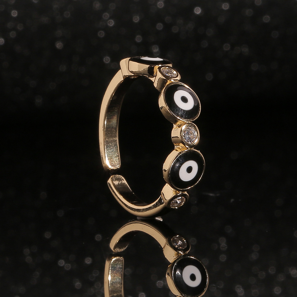 Jewelry Supply Copper Plated Real Gold Dripping Eye Fashion Ring