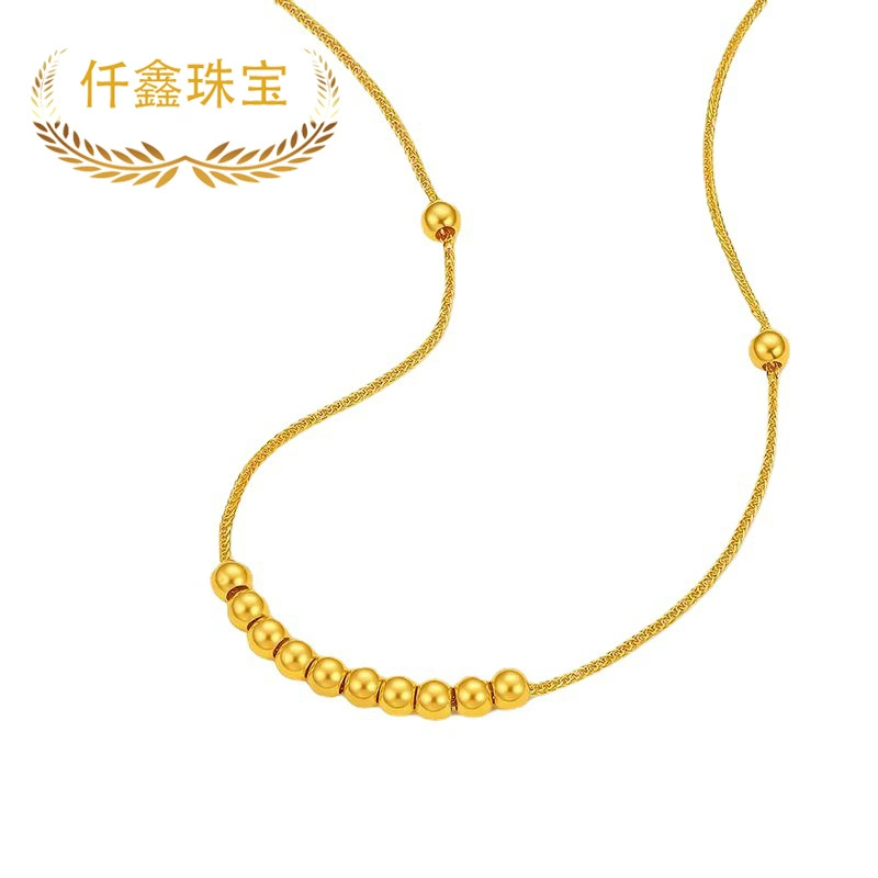 Qianxin ювелирные изделия 18K золотое ожерелье женские полные бусины AU750 цвет золотой набор цепочка живая вода Shell золото оптовая продажа