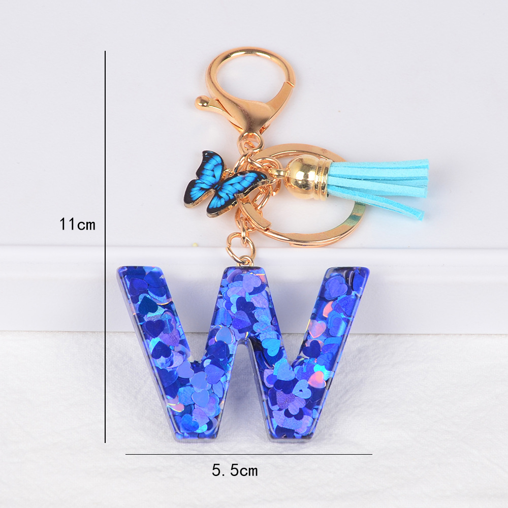 Cross-border Hot Sale 26 letras inglesas llavero de resina de goteo de goma esquinilla llavero de letras de amor personalizado