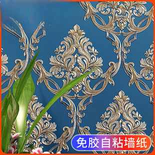 European Style Flower Self-adhesive Wallpaper Luxury Home Room Bedroom Living Room 3D Stereo Wall Sticker Thickened Self-adhesive Wall Wallpaper