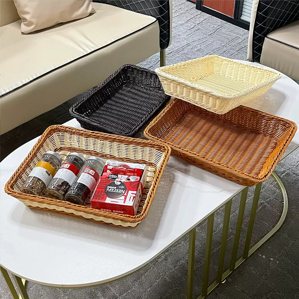 超市酒店家用PP仿藤大容量可降解环保级果蔬篮收纳篮环保可降解