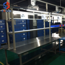 不銹鋼工作台實驗台檢測台防靜電台面單雙邊燈架包裝打包台操作台