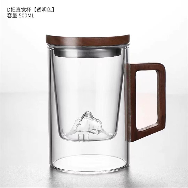 Taza de té de vidrio borosilicato taza de agua resistente al calor de la Oficina de los hombres taza de té de separación de té