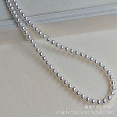 Zhuji パール 4-5mm 淡水パールネックレス 完璧なラウンドオーロラミレットビーズネックレス S925 シルバー