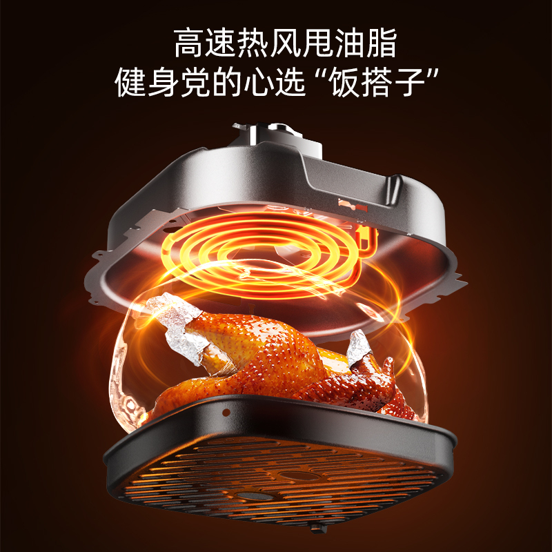 美的空气炸锅新款家用6.5升大容量上下加热可视电炸锅烤箱KZC6502|undefined