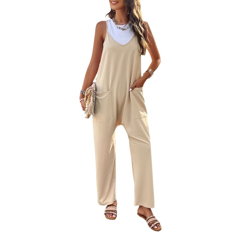 Kaikuo, Sitio Independiente de Amazon, Ropa de Mujer para Comercio Transfronterizo, Primavera/Verano 2026, Mono Casual de Color Sólido y Corte Ajustado con Tirantes