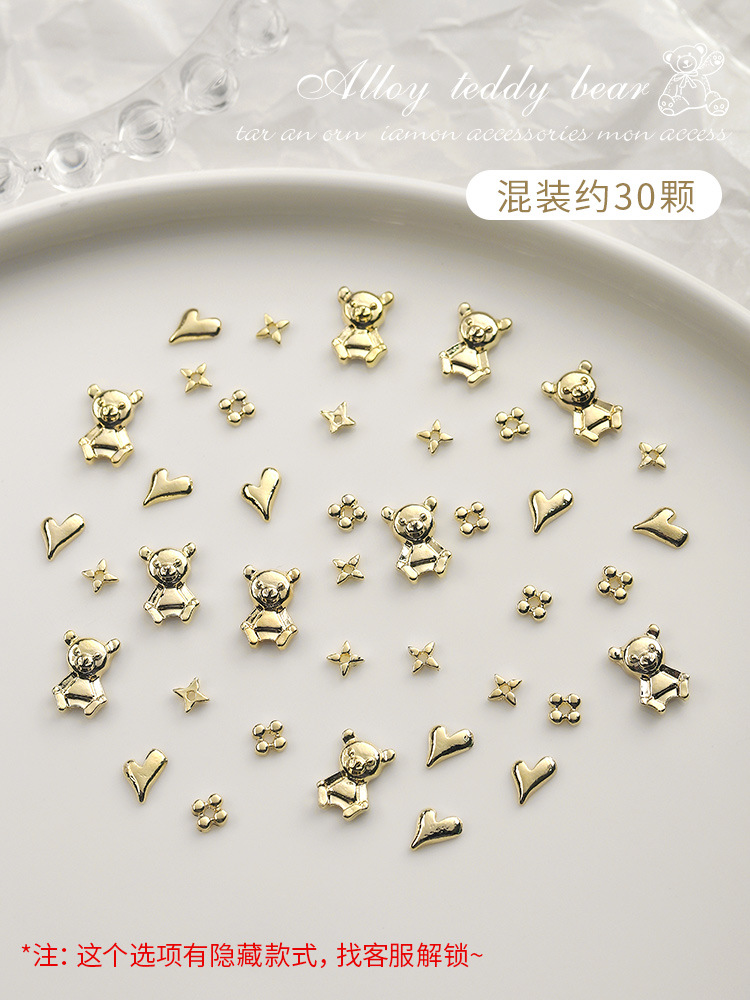 Nail beauty love Bear Alloy Diamond yangshulin nail mixed 50 piezas Luz de lujo estrella que preserva el color Awn cuatro esquinas accesorios de diamantes