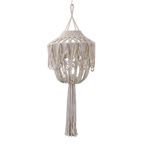 Modern simple home cotton rope lampshade B&B decoration handmade lampshade woven long tassel bedroom chandelier lampshade