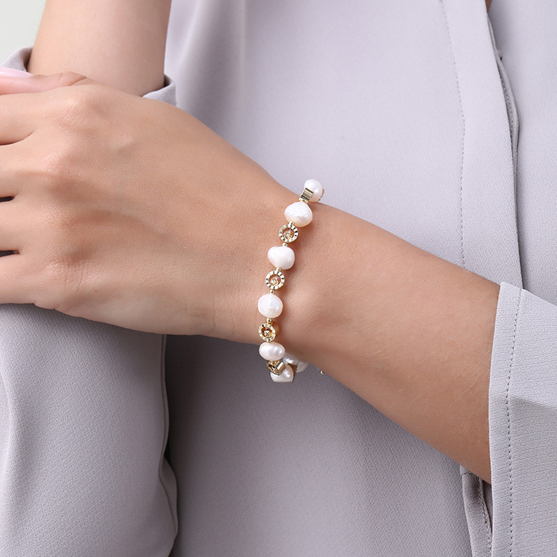 Fashion Heart Shape Fish Tail Pearl Handmade Inlay Artificial Gemstones Bracelets 1 Piece