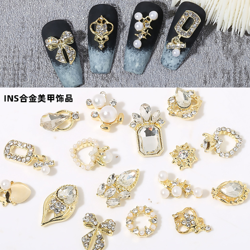 ins Nail Art Jewelry Pearl Diamond Round Garland Cat's Eye Bow Peach Heart Ring Large Pile Diamond Bear Nails ins Nail Art Jewelry Pearl Diamond Round Garland Cat's Eye Bow Peach Heart Ring Large Pile Diamond Bear Nails